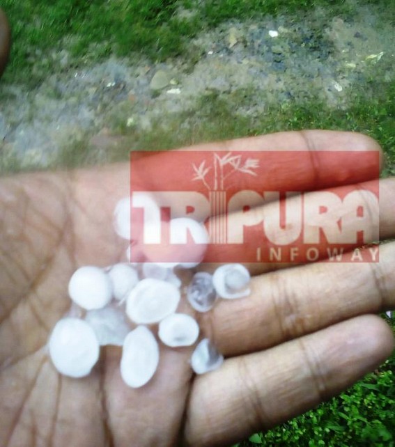 Freak Hail storm floods Northern Tripura
